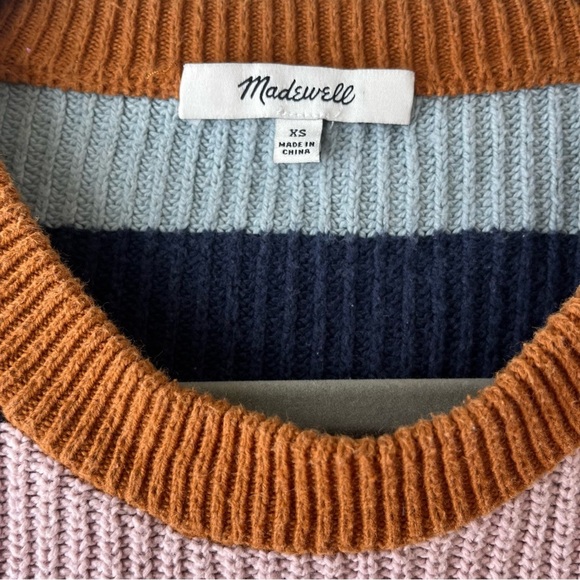 Madewell Striped Ribbed Knit Sweater women’s XS | Multicolor Block Pullover - Picture 3 of 8